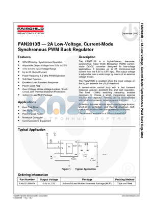 FAN2013B datasheet - 2A Low-Voltage, Current-Mode Synchronous PWM Buck Regulator
