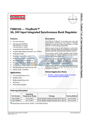 FAN2103EMPX datasheet - 3A, 24V Input Integrated Synchronous Buck Regulator