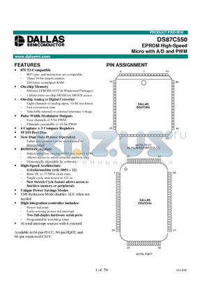 DS87C550-QNL datasheet - EPROM High-Speed Micro with A/D and PWM