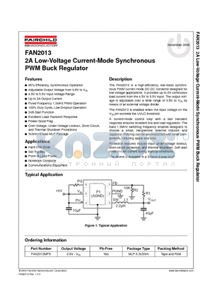 FAN2013 datasheet - 2A Low-Voltage Current-Mode Synchronous PWM Buck Regulator