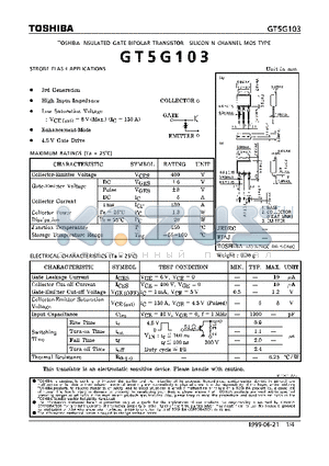 GT5G103 datasheet - N CHANNEL MOS TYPE (STROBE FLASH APPLICATIONS)