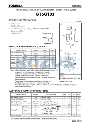 GT5G103 datasheet - STROBE FLASH APPLICATIONS