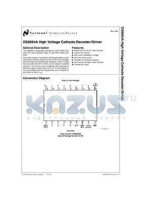 DS8884AN datasheet - High Voltage Cathode Decoder/Driver