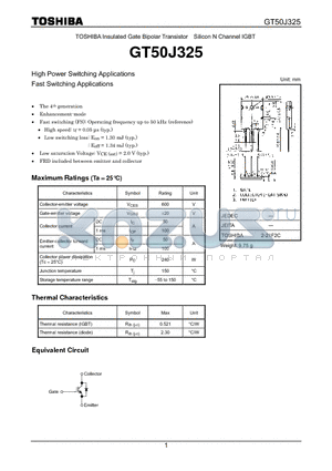 GT50J325 datasheet - TOSHIBA Insulated Gate Bipolar Transistor Silicon N Channel IGBT