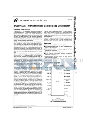 DS8906 datasheet - AM/FM Digital Phase-Locked Loop Synthesizer