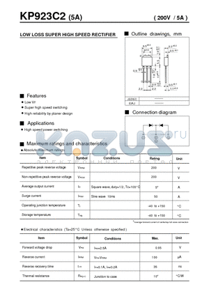 KP923C2 datasheet - LOW LOSS SUPER HIGH SPEED RECTIFIER