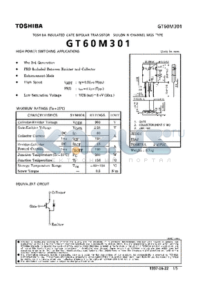 GT60M301 datasheet - N CHANNEL MOS TYPE (HIGH POWER SWITHCING APPLICATIONS)