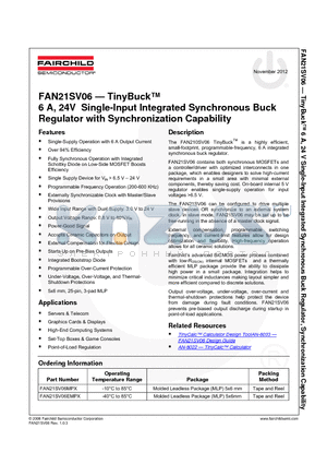 FAN21SV06EMPX_12 datasheet - TinyBuck 6 A, 24V Single-Input Integrated Synchronous Buck Regulator with Synchronization Capability