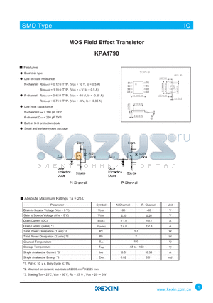 KPA1790 datasheet - MOS Field Effect Transistor