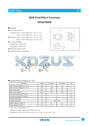 KPA2790GR datasheet - MOS Field Effect Transistor