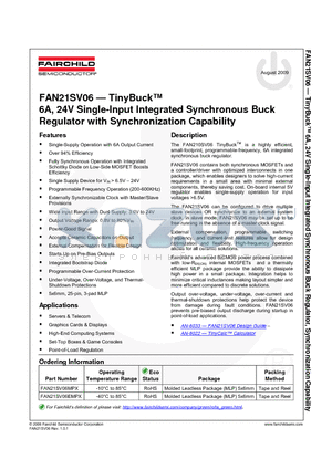 FAN21SV06 datasheet - TinyBuck 6A, 24V Single-Input Integrated Synchronous Buck Regulator, Synchronization Capability