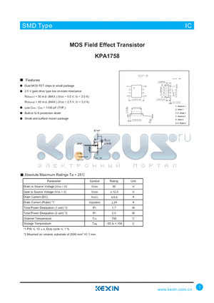 KPA1758 datasheet - MOS Field Effect Transistor