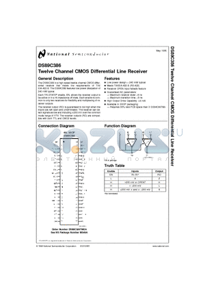 DS89C386 datasheet - Twelve Channel CMOS Differential Line Receiver