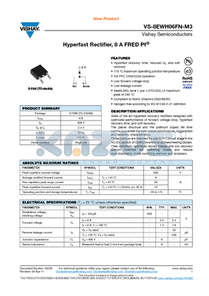 8EWH06FNTRL-M3 datasheet - Hyperfast Rectifier, 8 A FRED Pt^