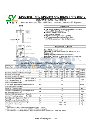 KPBC1005 datasheet - SILICON BRIDGE RECTIFIERS