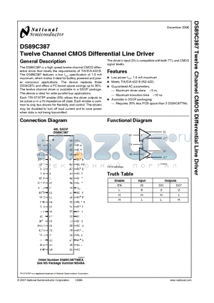DS89C387 datasheet - Twelve Channel CMOS Differential Line Driver