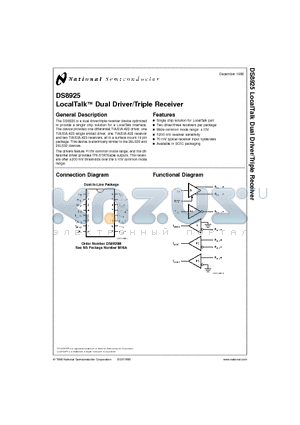 DS8925 datasheet - LocalTalk Dual Driver/Triple Receiver