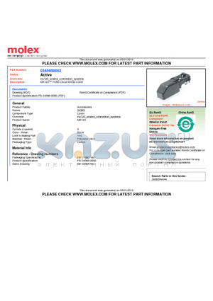 34565-0003 datasheet - MX123 73/80 Circuit Dress Cover