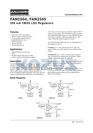 FAN2504 datasheet - 200 mA CMOS LDO Regulators