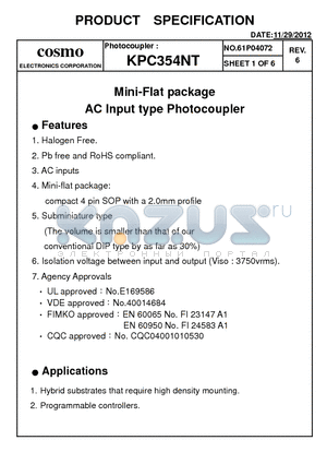 KPC354NT_12 datasheet - Mini-Flat package