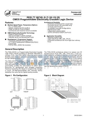 18CV8 datasheet - CMOS Programmable Electrically Erasable Logic Device