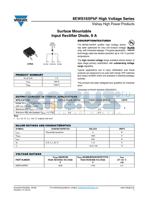 8EWS16SPBF datasheet - Surface Mountable Input Rectifier Diode, 8 A