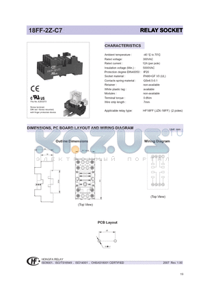 18FF-2Z-C7 datasheet - RELAY SOCKET