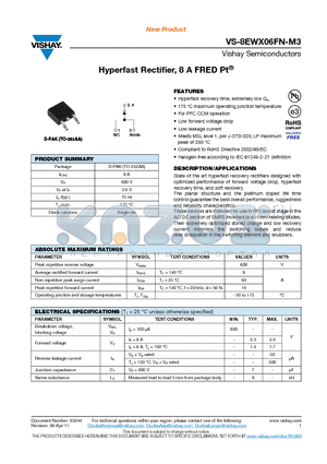8EWX06FNTRL-M3 datasheet - Hyperfast Rectifier, 8 A FRED Pt^