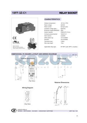 18FF-3Z-C1 datasheet - RELAY SOCKET