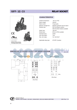 18FF-3Z-C5 datasheet - RELAY SOCKET