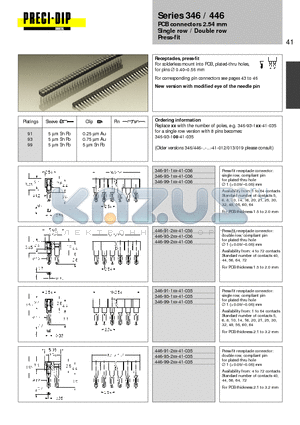 346-99-108-41-036 datasheet - PCB connectors 2.54 mm Single row / Double row Press-fit