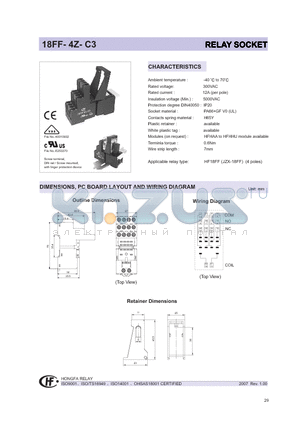 18FF-4Z-C3 datasheet - RELAY SOCKET