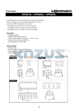 KPC814L datasheet - Photocoupler(These Photocouplers consist of two Gallium Arsenide Infrared Emitting)