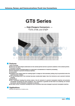 GT8A-20DP-2DSA datasheet - Antenna, Sensor, and Communications Trunk Line Connections