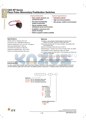 KPD1M0W4 datasheet - Piezo Pulse Momentary Pushbutton Switches