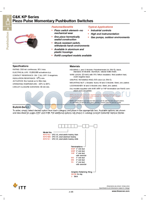 KPD1M0W42 datasheet - Piezo Pulse Momentary Pushbutton Switches