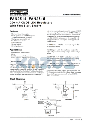 FAN2514S30X datasheet - 200 mA CMOS LDO Regulators