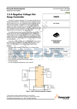 34653 datasheet - 1.0 A Negative Voltage Hot Swap Controller