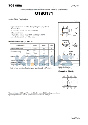 GT8G131 datasheet - N CHANNEL MOS TYPE (STROBE FLASH APPLICATIONS)