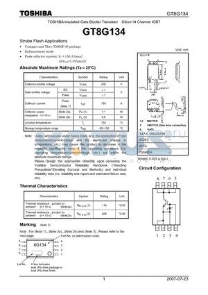 GT8G134 datasheet - Silicon N Channel IGBT Strobe Flash Applications