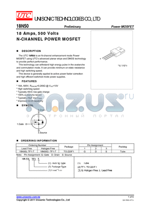 18N50 datasheet - 18 Amps, 500 Volts N-CHANNEL POWER MOSFET