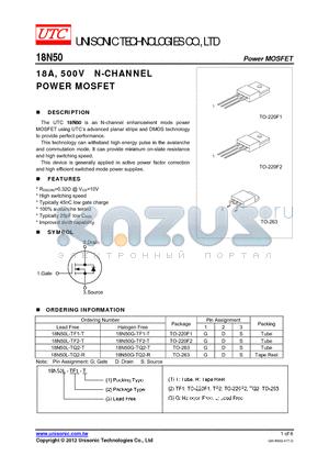 18N50 datasheet - 18A, 500V N-CHANNEL POWER MOSFET