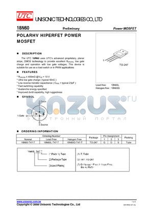 18N60G-T47-T datasheet - POLARHV HIPERFET POWER MOSFET