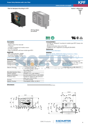 KPF0.1 datasheet - Filter for Backpack Mounting to KP01