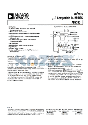 AD7535KN datasheet - LC2MOS uP-COMPATIBLE 14-BIT DAC