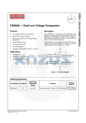 FAN256 datasheet - FAN256  Dual Low Voltage Comparator