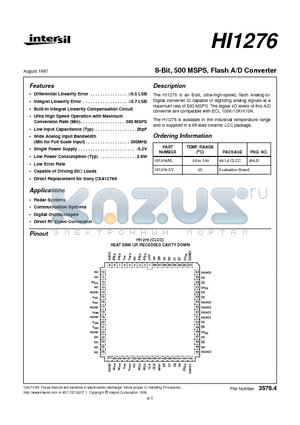 HI1276AIL datasheet - 8-Bit, 500 MSPS, Flash A/D Converter