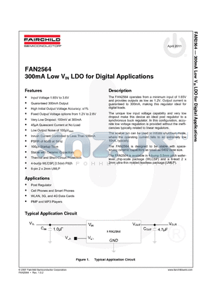 FAN2564 datasheet - 300mA Low VIN LDO for Digital Applications
