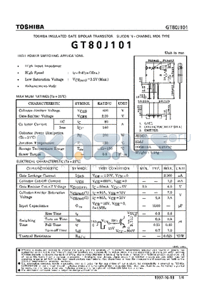 GT80J101 datasheet - N CHANNEL MOS TYPE (HIGH POWER SWITCHING APPLICATIONS)
