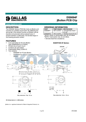 DS9094F datasheet - iButton PCB Clip